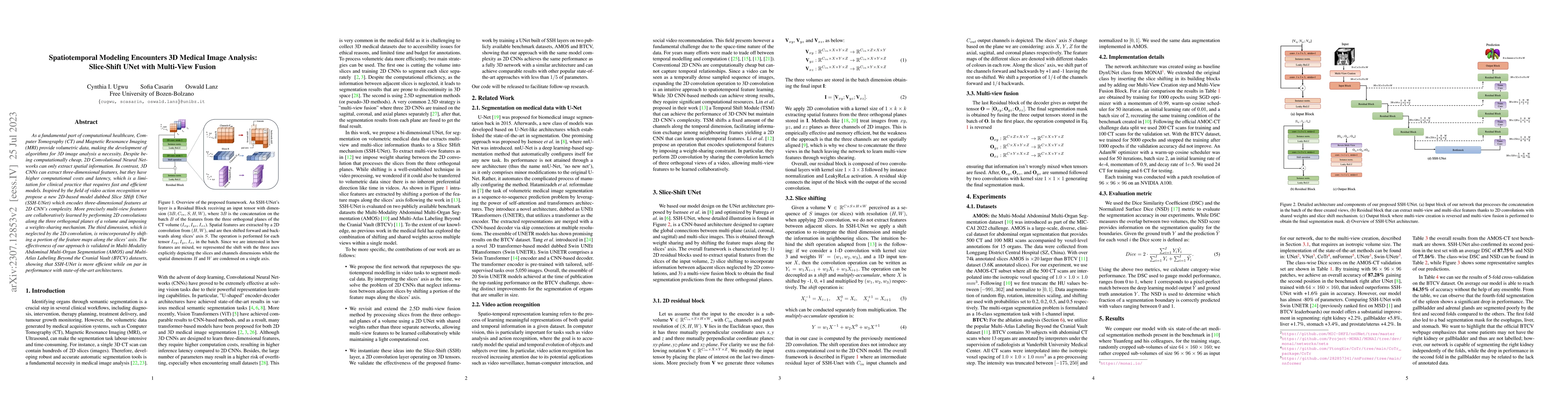 Thumbnail for Spatiotemporal Modeling Encounters 3D Medical Image Analysis:
  Slice-Shift UNet with Multi-View Fusion