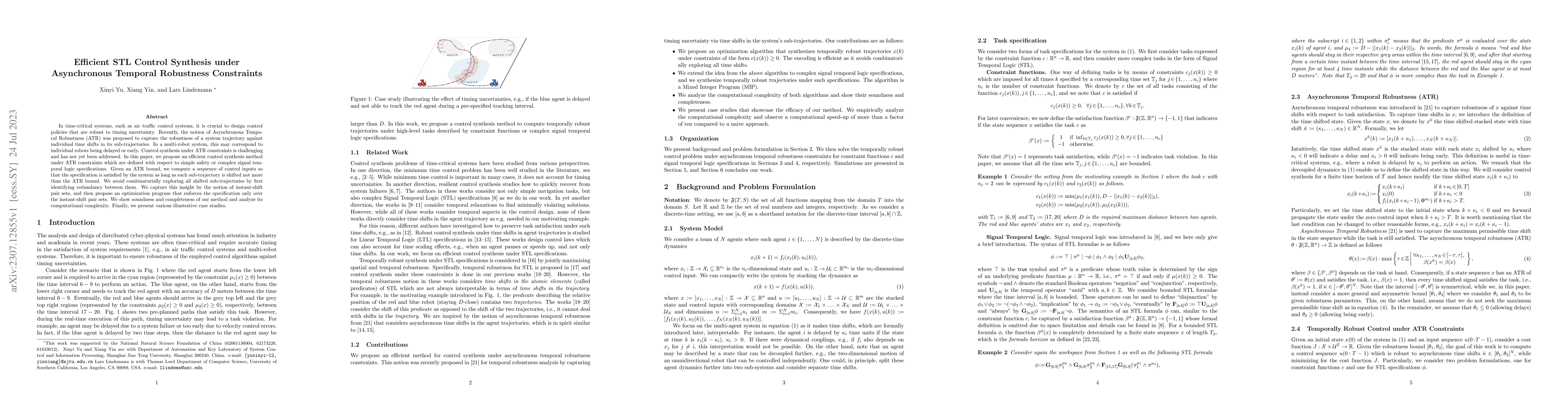 Thumbnail for Efficient STL Control Synthesis under Asynchronous Temporal Robustness
  Constraints