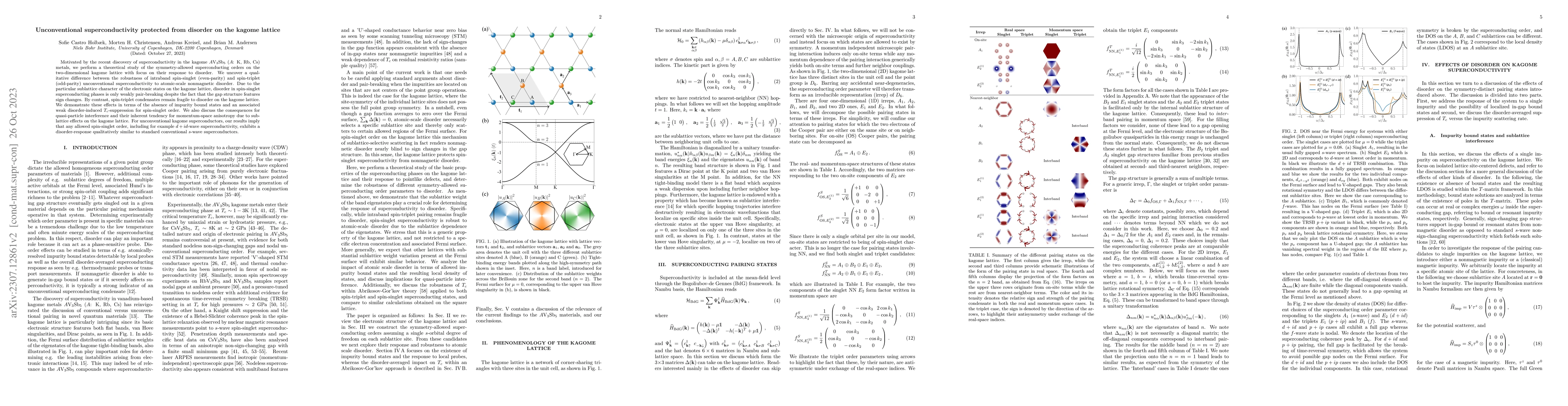Thumbnail for Unconventional superconductivity protected from disorder on the kagome
  lattice