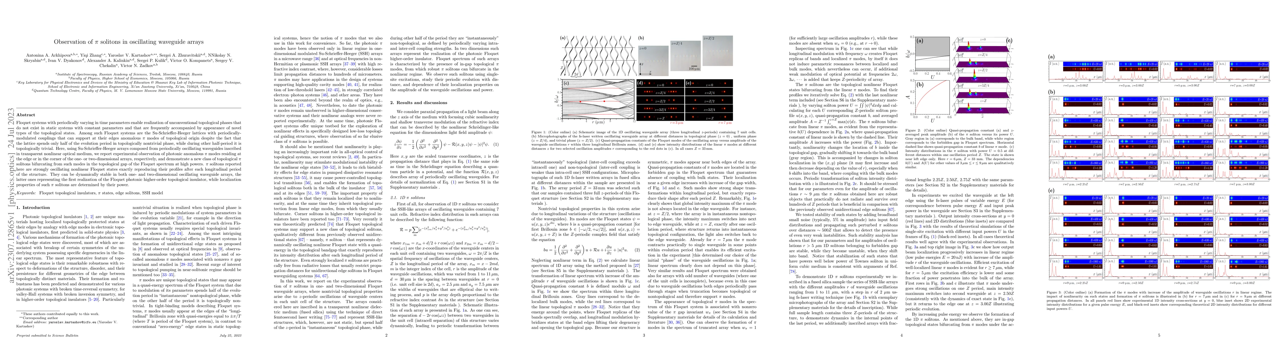 Thumbnail for Observation of $\pi$ solitons in oscillating waveguide arrays