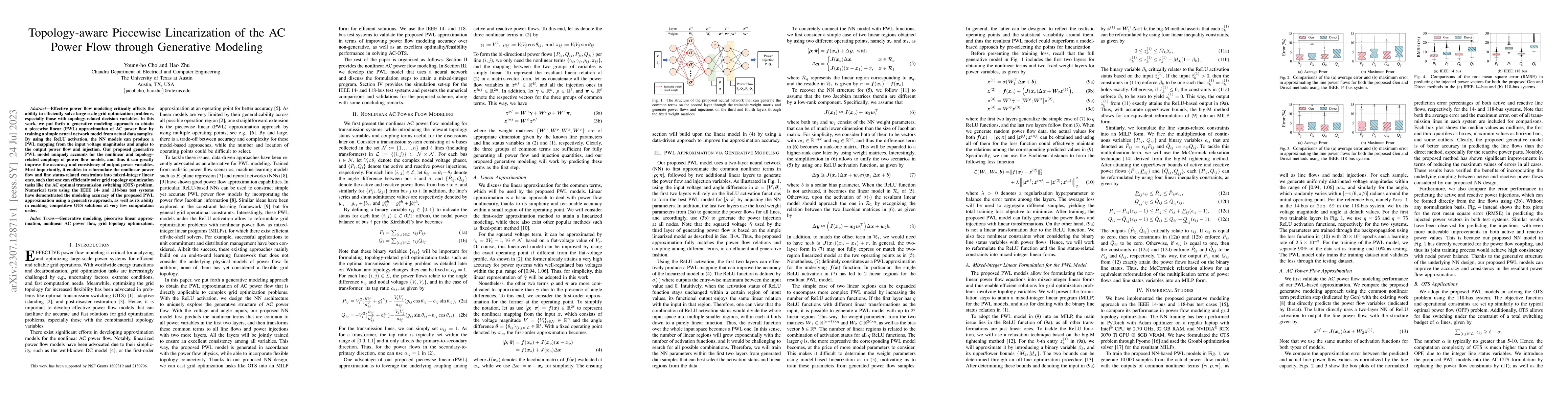 Thumbnail for Topology-aware Piecewise Linearization of the AC Power Flow through
  Generative Modeling
