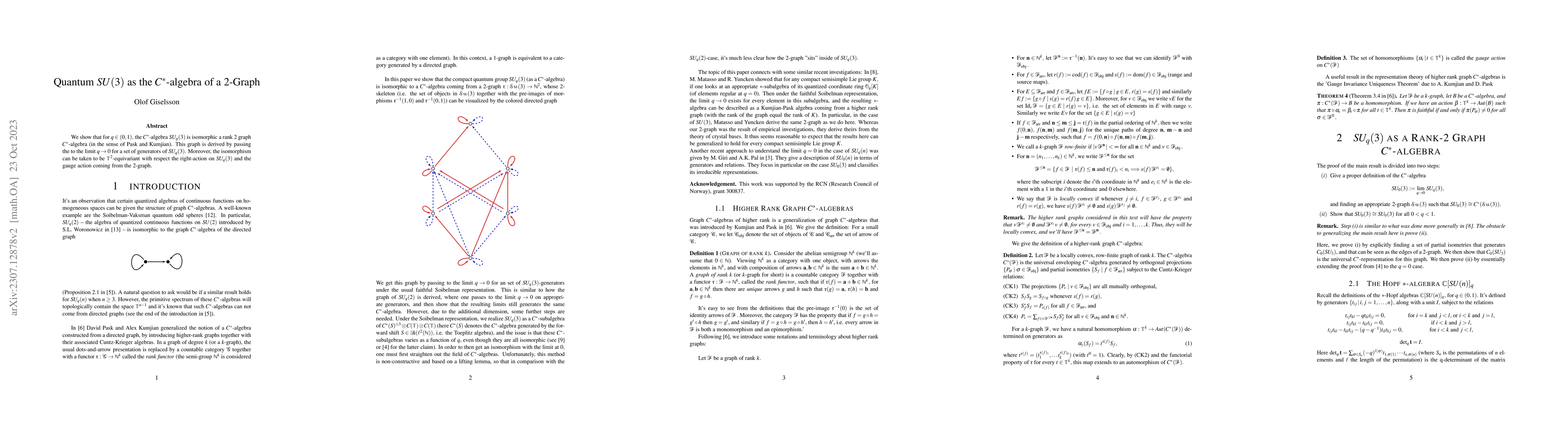 Thumbnail for Quantum $SU(3)$ as the $C^*$-algebra of a 2-graph