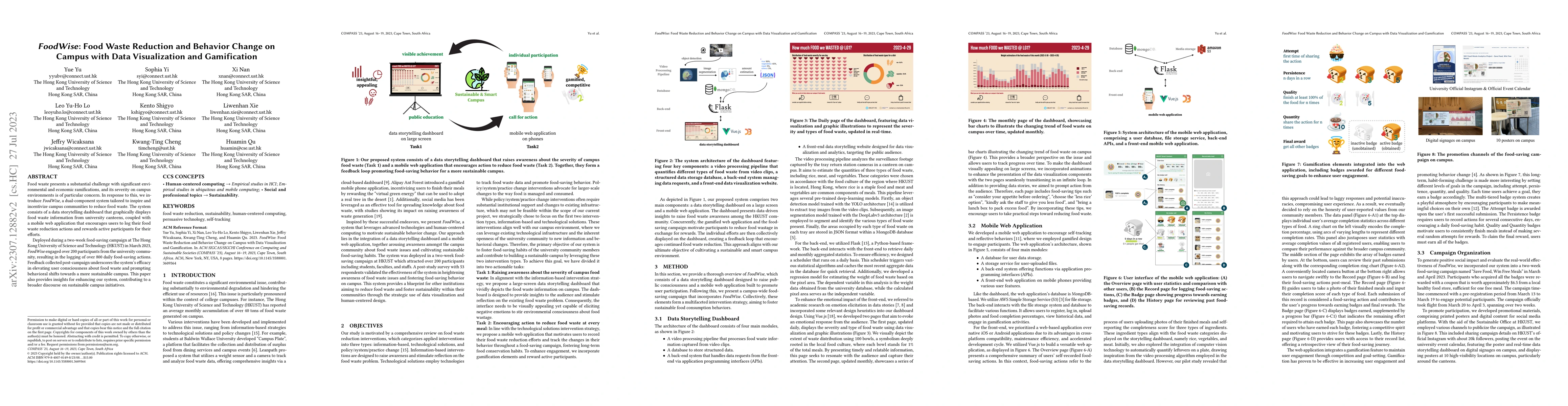 Thumbnail for FoodWise: Food Waste Reduction and Behavior Change on Campus with Data
  Visualization and Gamification