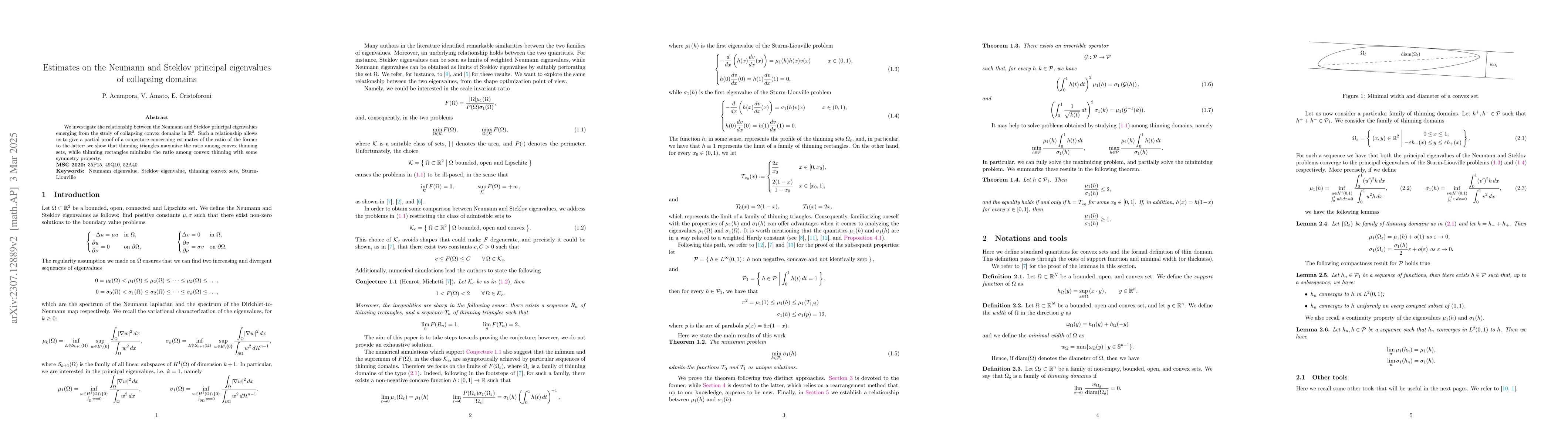 Thumbnail for Estimates on the Neumann and Steklov principal eigenvalues of collapsing
  domains