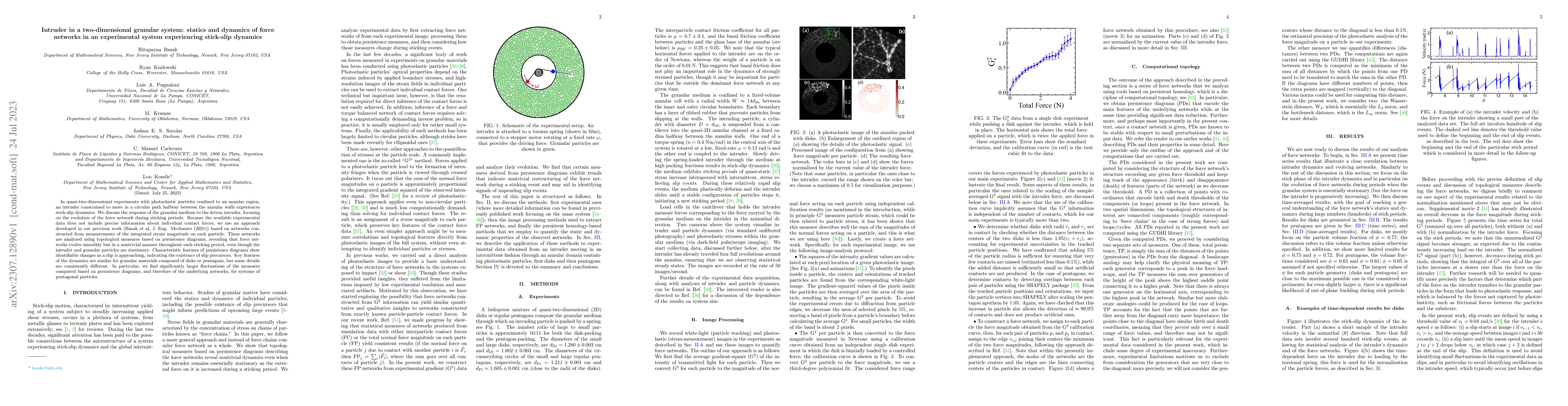 Thumbnail for Intruder in a two-dimensional granular system: statics and dynamics of
  force networks in an experimental system experiencing stick-slip dynamics