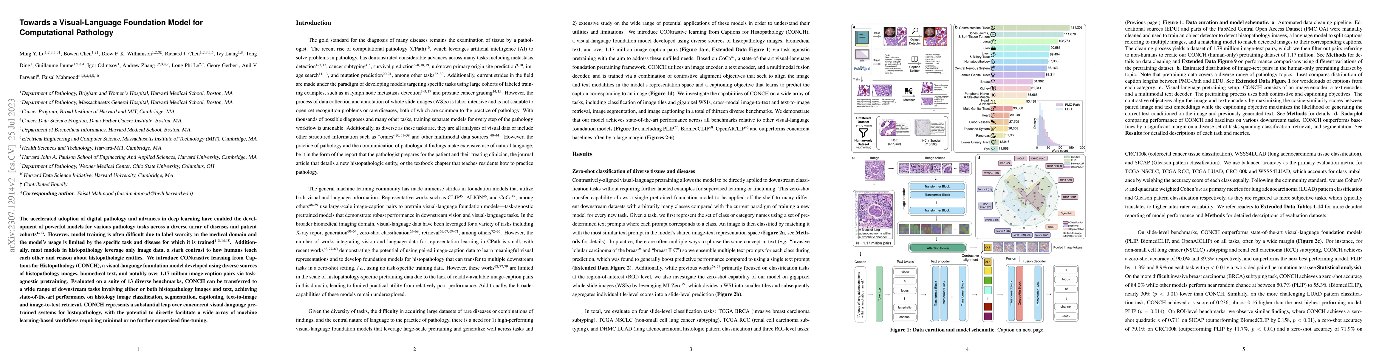 Thumbnail for Towards a Visual-Language Foundation Model for Computational Pathology