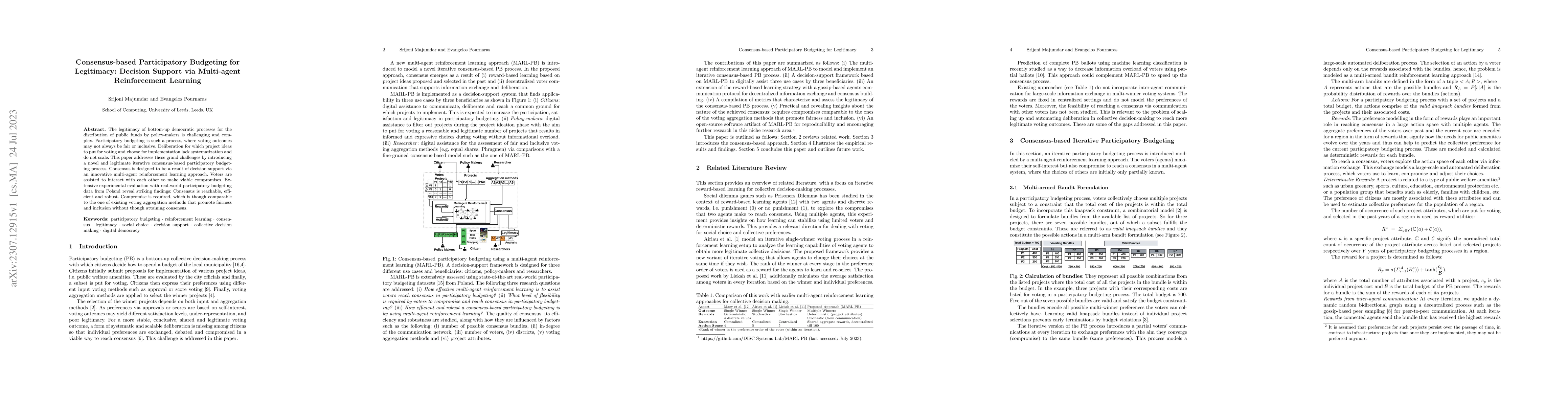 Thumbnail for Consensus-based Participatory Budgeting for Legitimacy: Decision Support
  via Multi-agent Reinforcement Learning