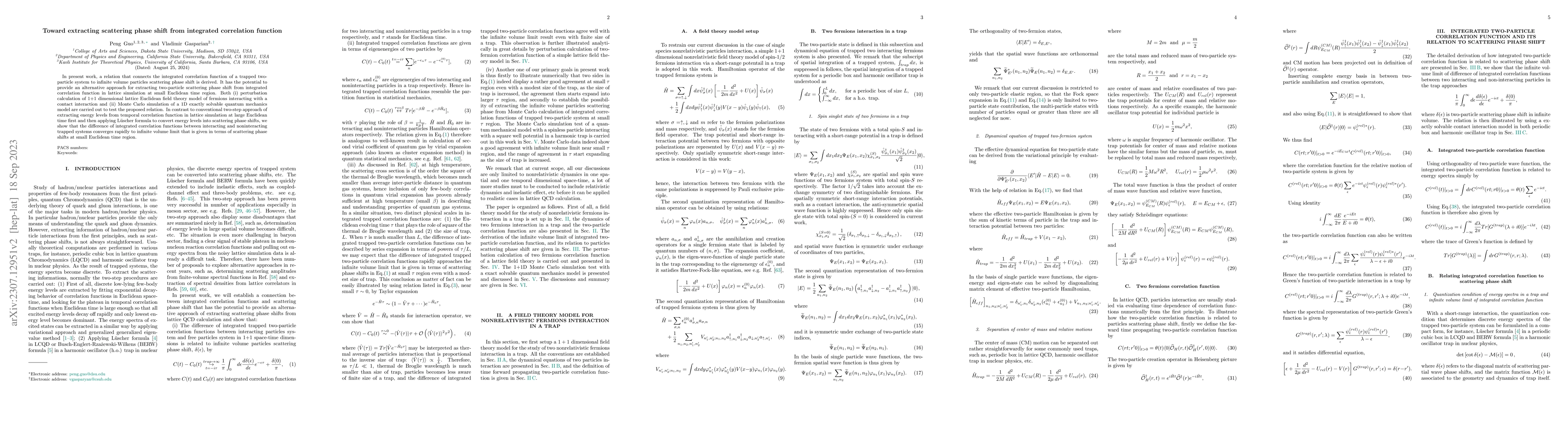 Thumbnail for Toward extracting scattering phase shift from integrated correlation
  function