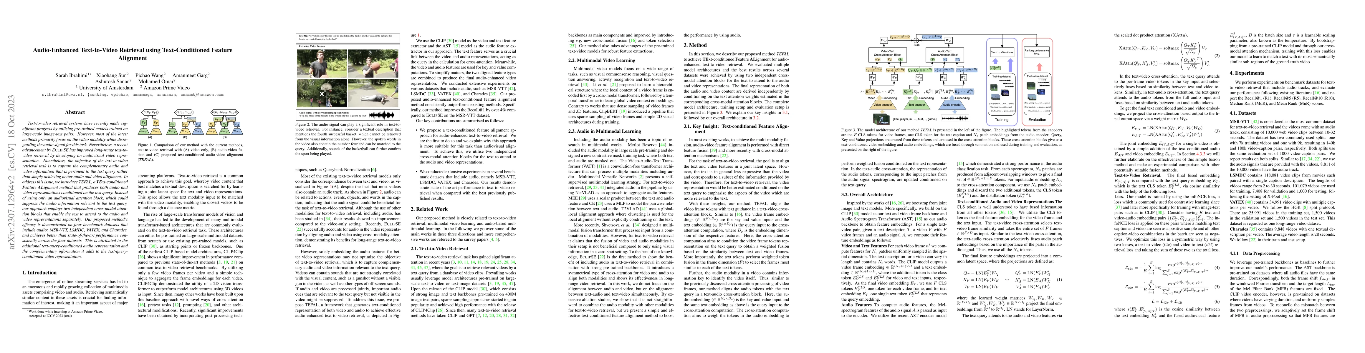 Thumbnail for Audio-Enhanced Text-to-Video Retrieval using Text-Conditioned Feature
  Alignment