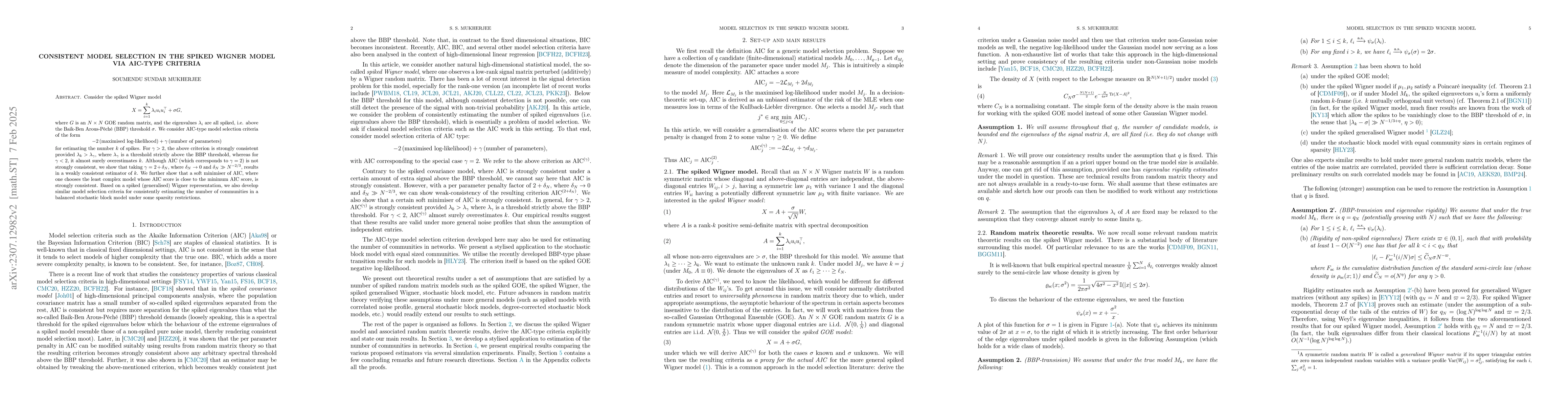 Thumbnail for Consistent model selection in the spiked Wigner model via AIC-type
  criteria
