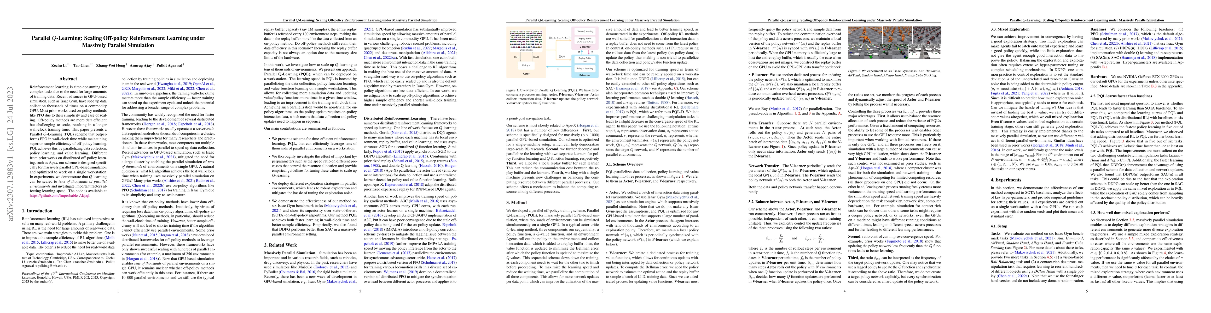 Thumbnail for Parallel $Q$-Learning: Scaling Off-policy Reinforcement Learning under
  Massively Parallel Simulation