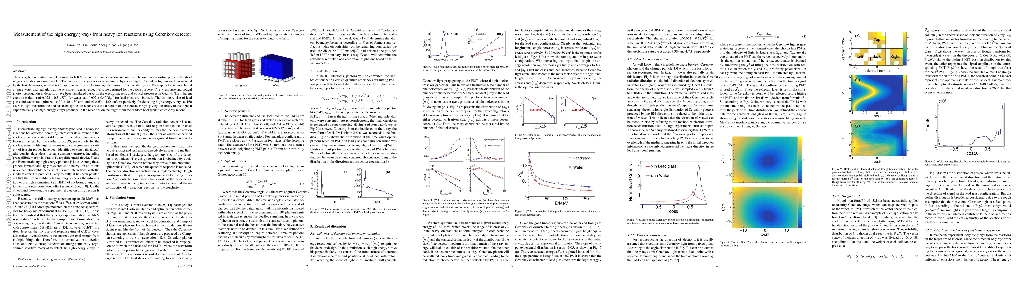 Thumbnail for Measurement of the high energy $\gamma$-rays from heavy ion reactions
  using \v{C}erenkov detector