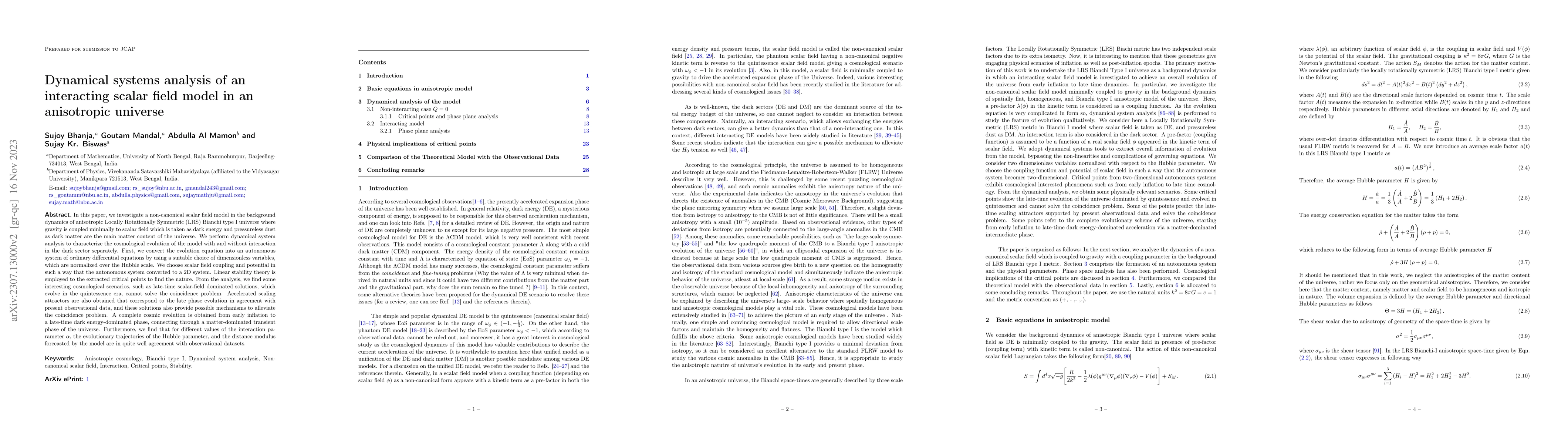 Thumbnail for Dynamical systems analysis of an interacting scalar field model in an
  anisotropic universe