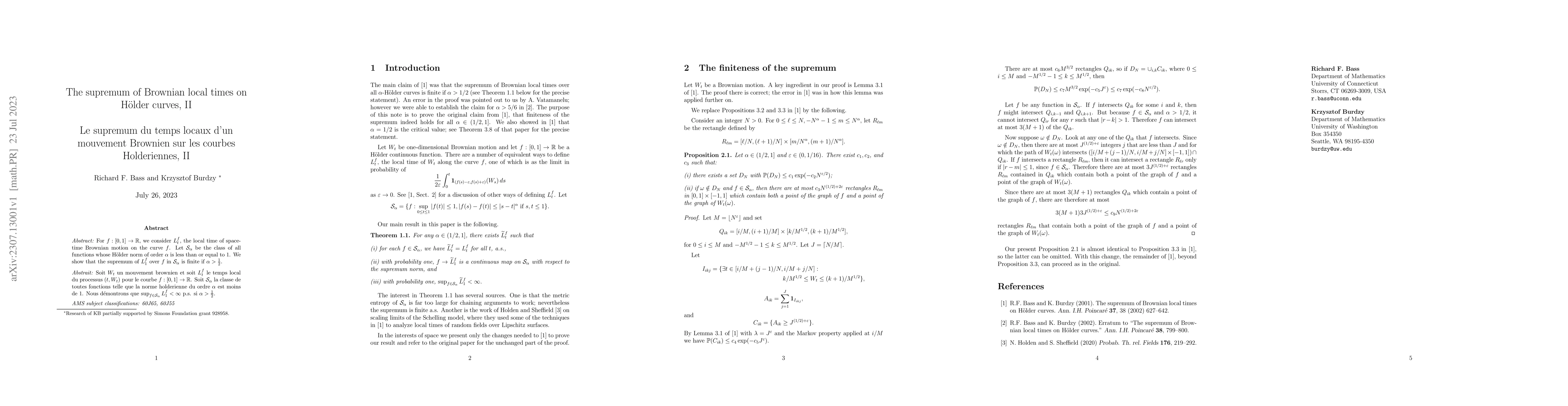 Thumbnail for The supremum of Brownian local times on H\"older curves, II