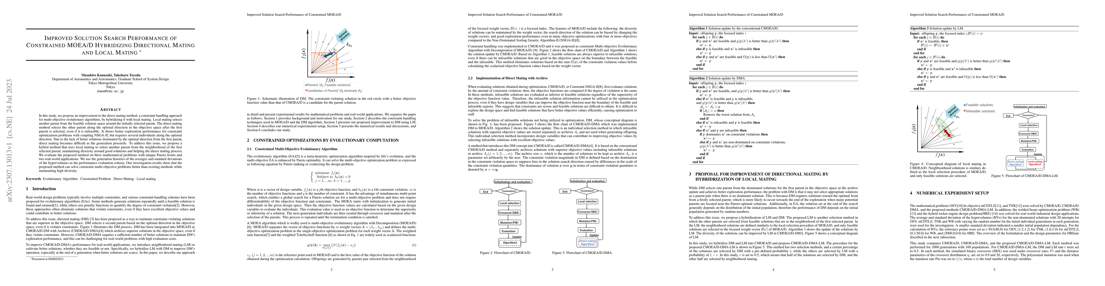 Thumbnail for Improved Solution Search Performance of Constrained MOEA/D Hybridizing
  Directional Mating and Local Mating