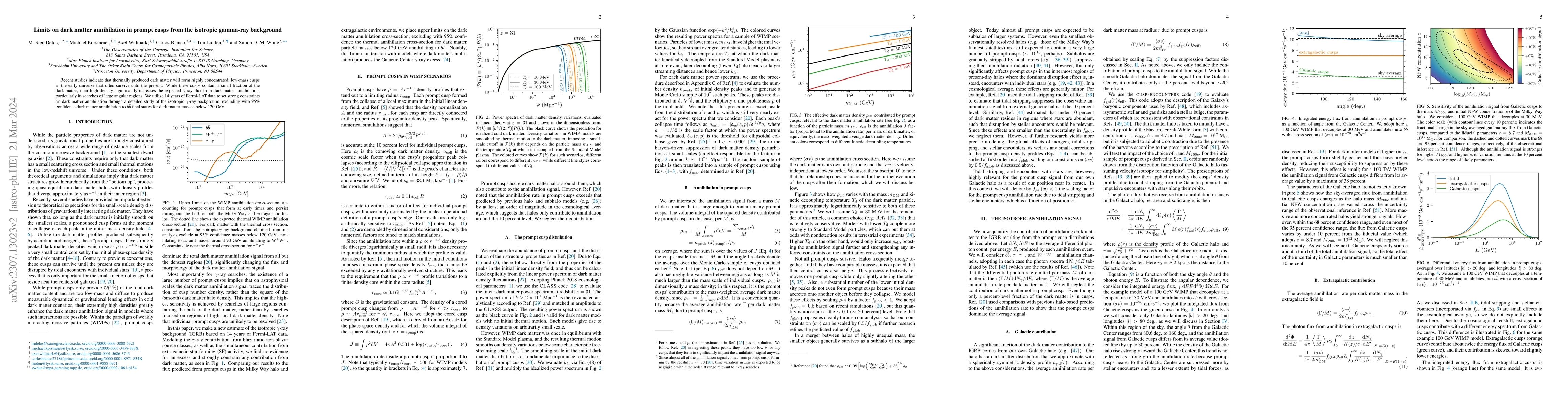 Thumbnail for Limits on dark matter annihilation in prompt cusps from the isotropic
  gamma-ray background