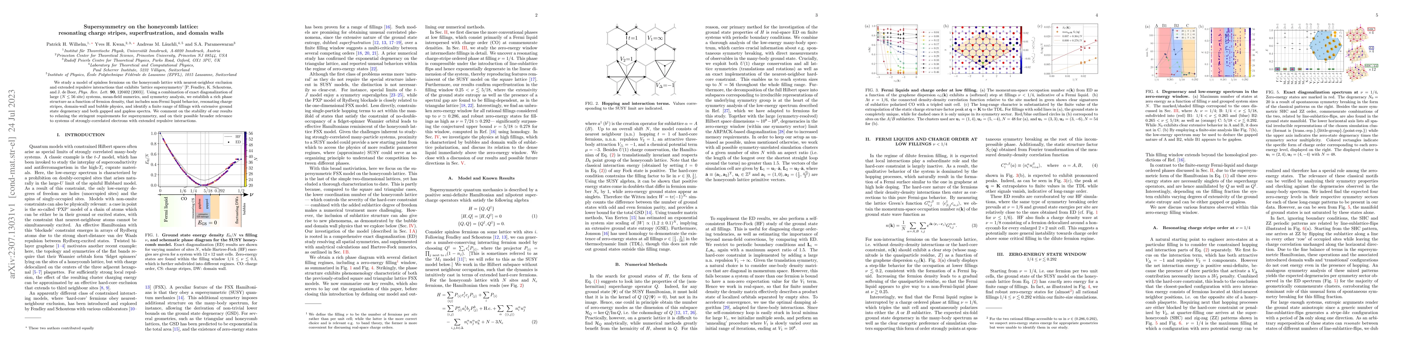 Thumbnail for Supersymmetry on the honeycomb lattice: resonating charge stripes,
  superfrustration, and domain walls