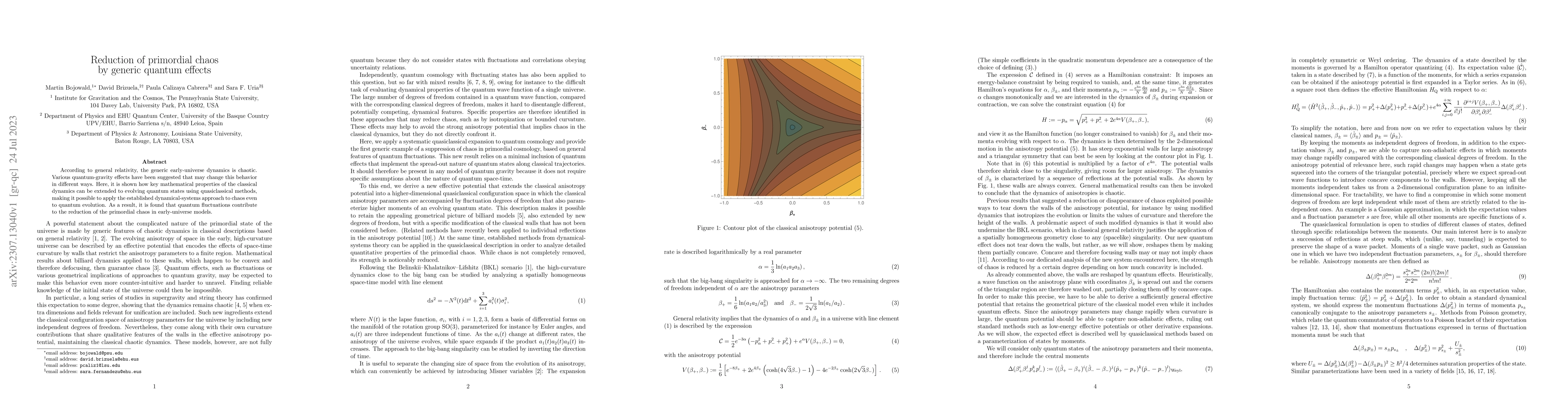 Thumbnail for Reduction of primordial chaos by generic quantum effects