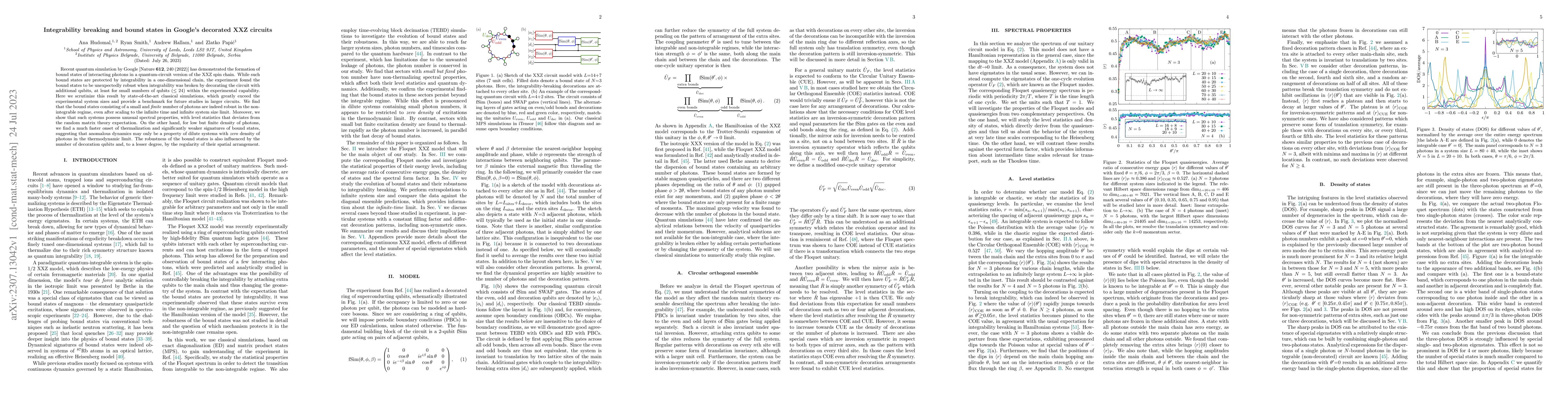 Thumbnail for Integrability breaking and bound states in Google's decorated XXZ
  circuits