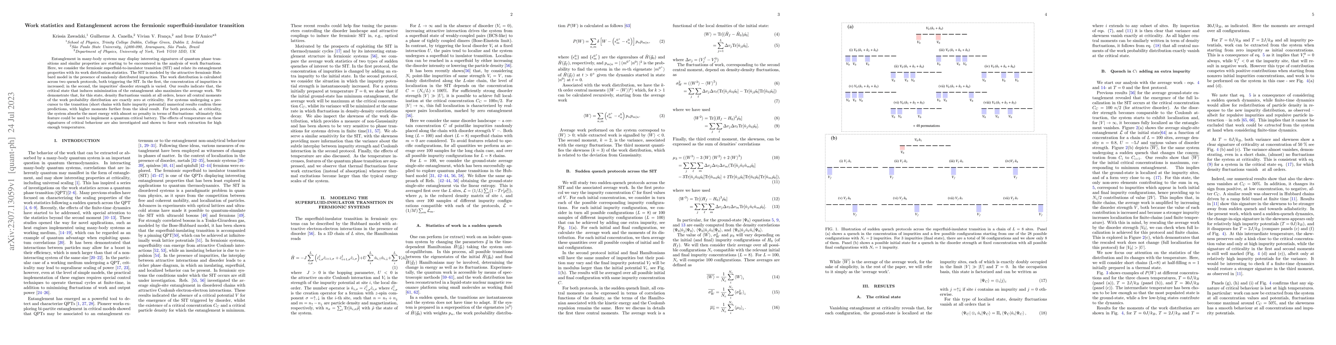 Thumbnail for Work statistics and Entanglement across the fermionic
  superfluid-insulator transition