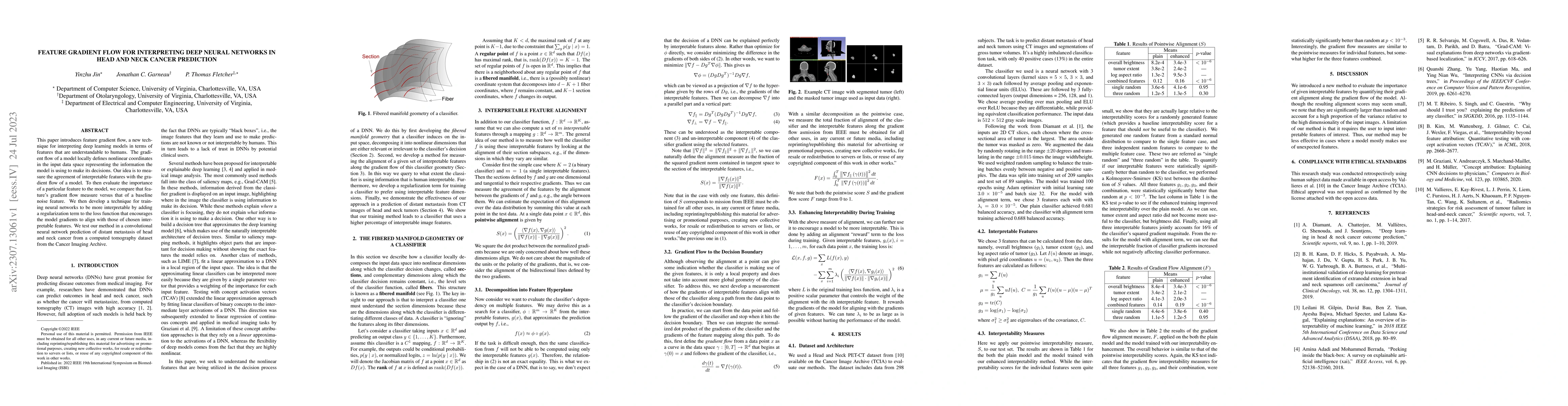 Thumbnail for Feature Gradient Flow for Interpreting Deep Neural Networks in Head and
  Neck Cancer Prediction
