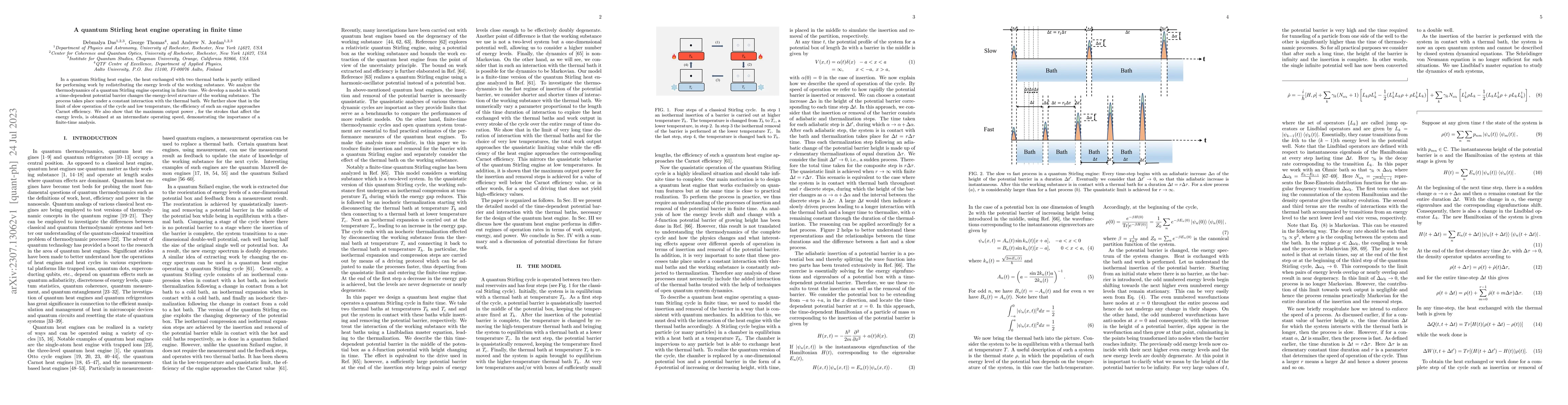 Thumbnail for A quantum Stirling heat engine operating in finite time