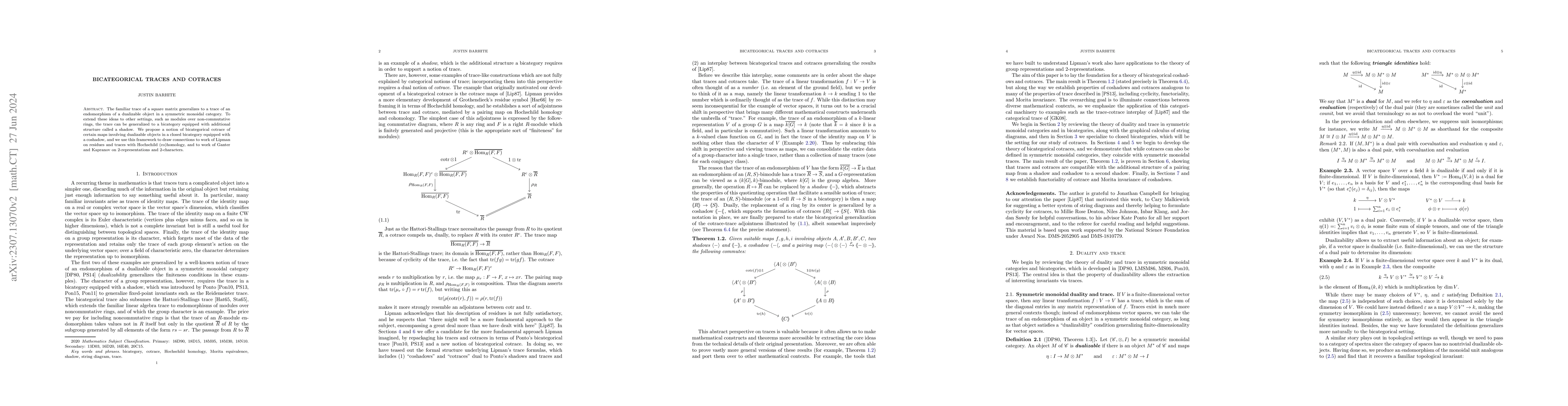 Thumbnail for Bicategorical Traces and Cotraces