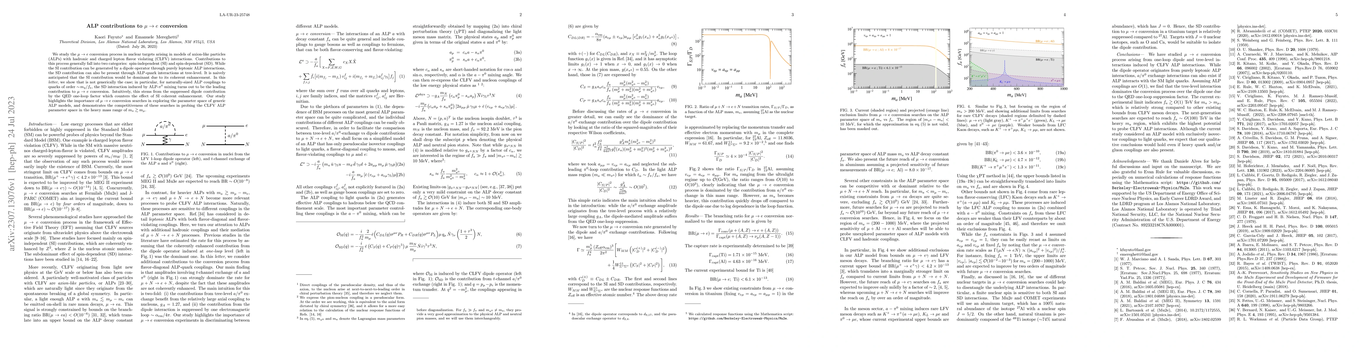 Thumbnail for ALP contributions to $\mu\to e$ conversion