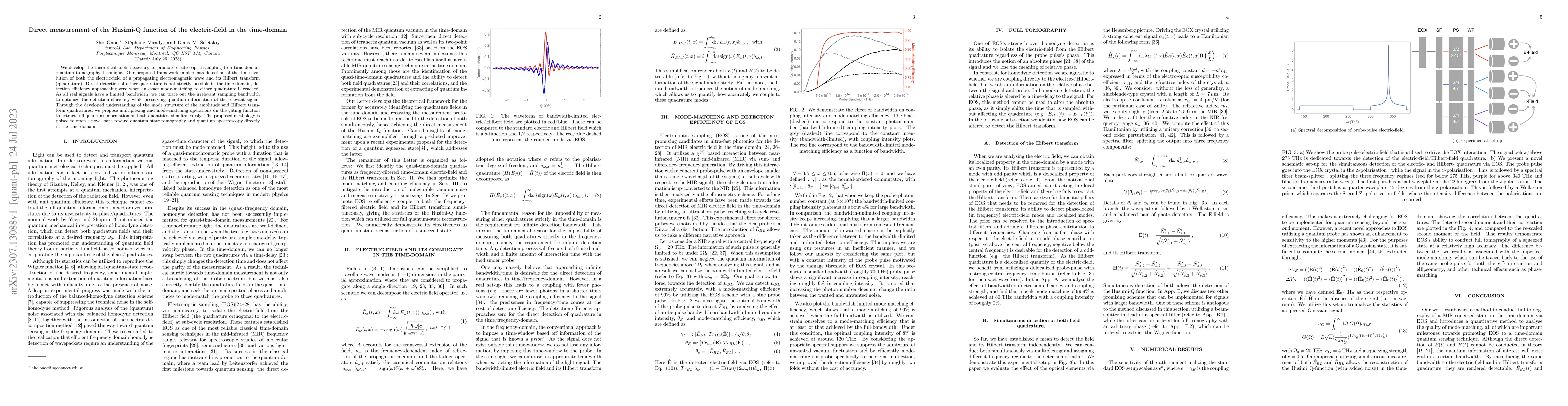 Thumbnail for Direct measurement of the Husimi-Q function of the electric-field in the
  time-domain
