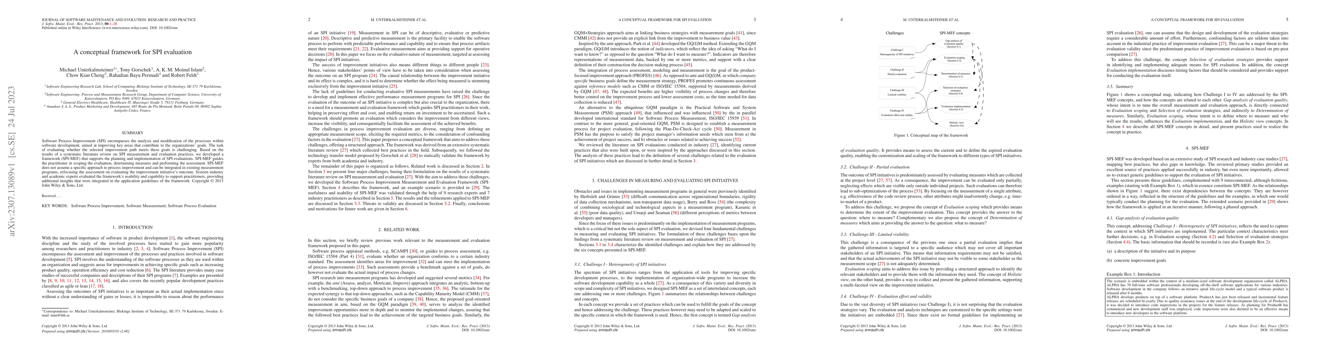 Thumbnail for A conceptual framework for SPI evaluation
