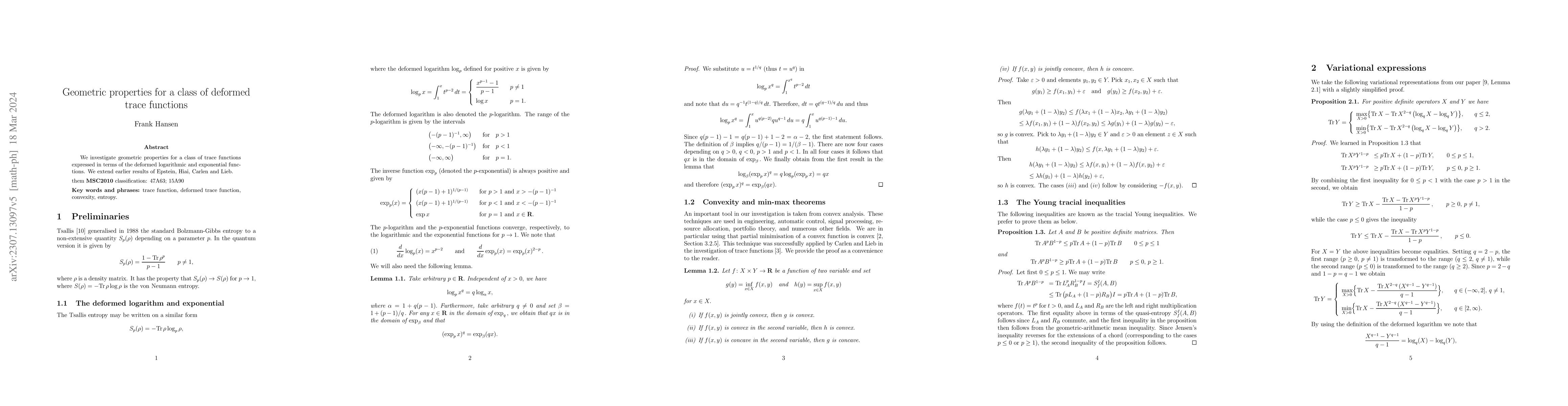 Thumbnail for Geometric properties for a class of deformed trace functions
