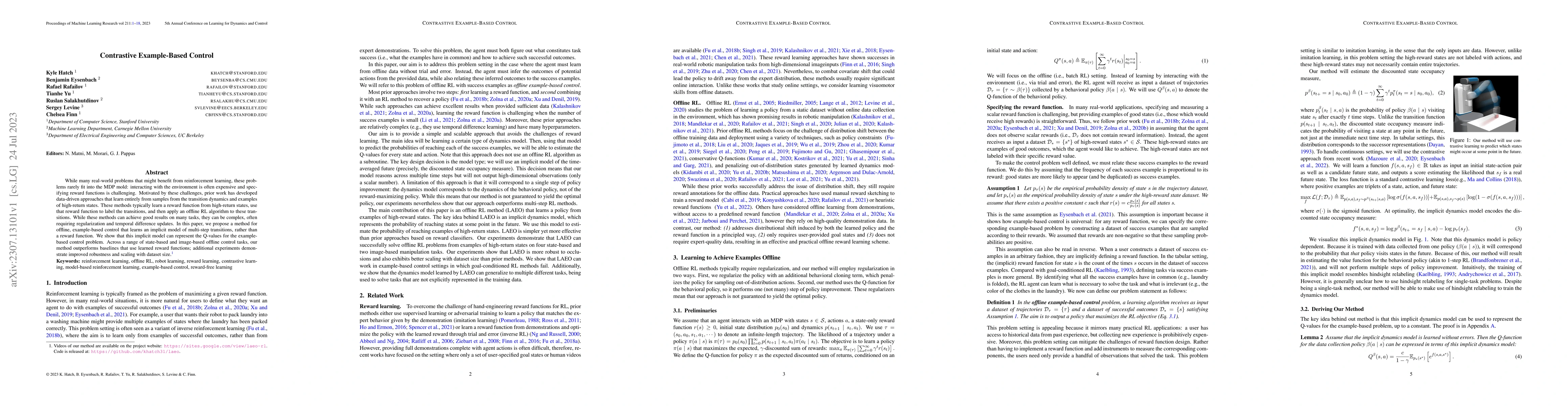 Thumbnail for Contrastive Example-Based Control