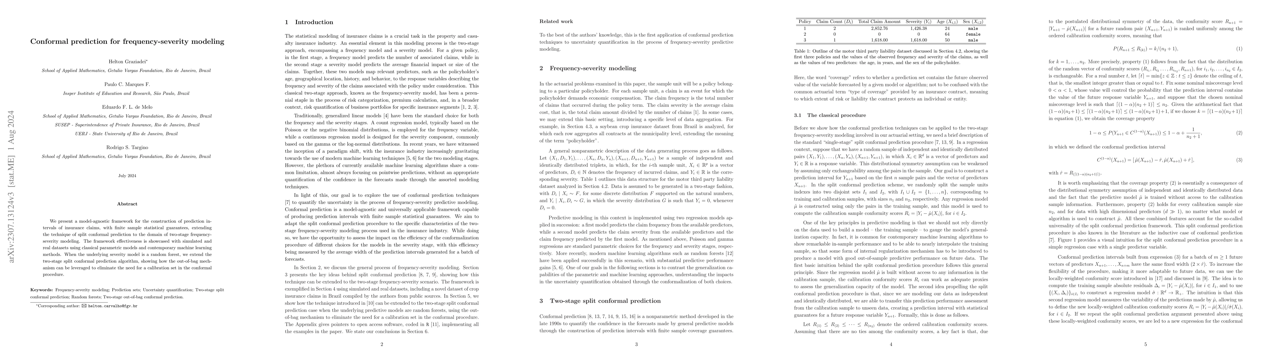 Thumbnail for Conformal prediction for frequency-severity modeling