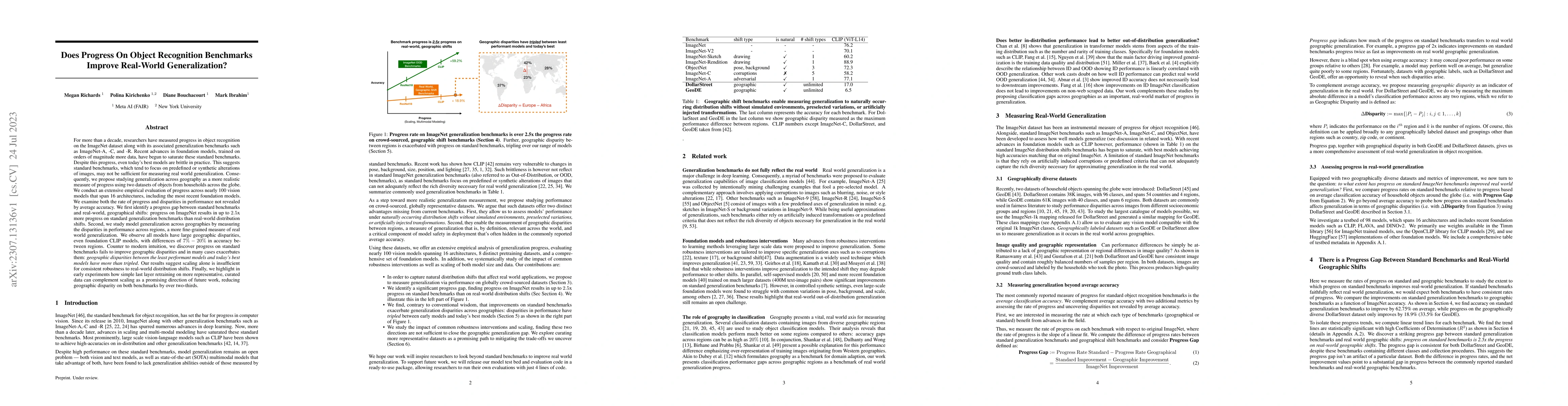 Thumbnail for Does Progress On Object Recognition Benchmarks Improve Real-World
  Generalization?