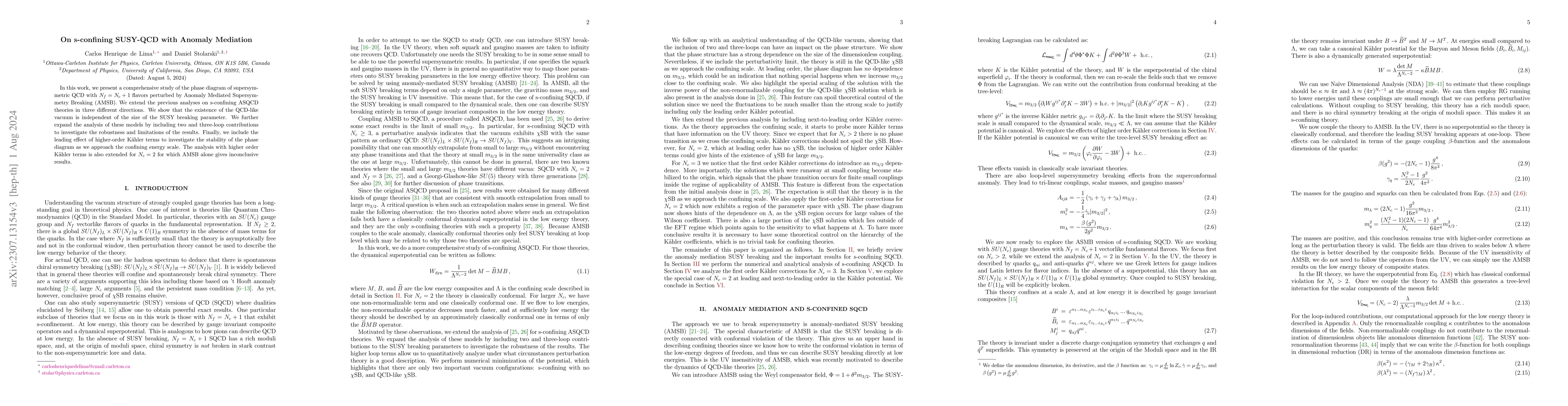 Thumbnail for On s-confining SUSY-QCD with Anomaly Mediation