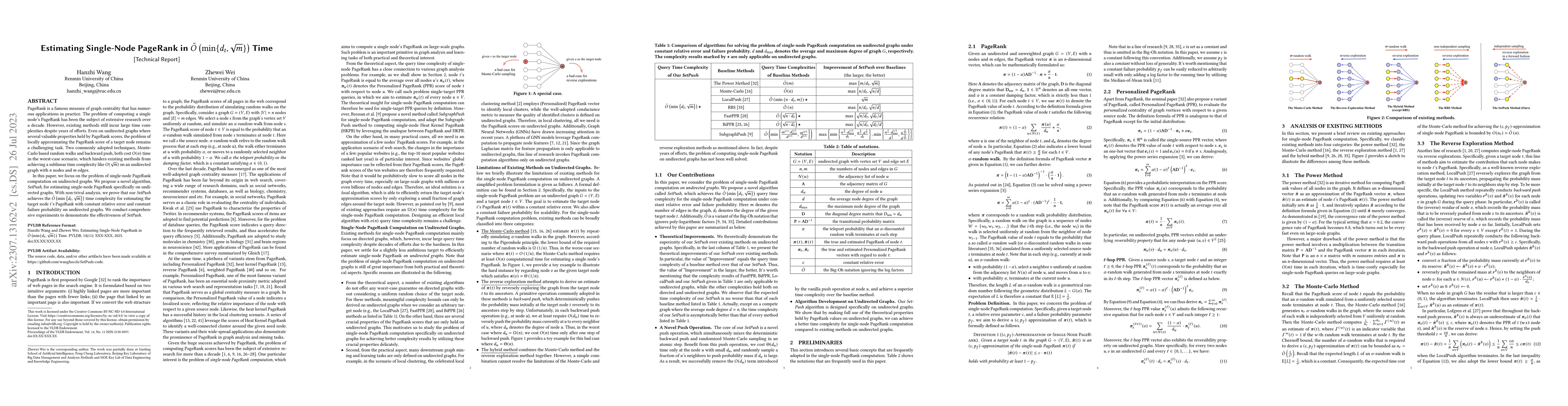 Thumbnail for Estimating Single-Node PageRank in $\tilde{O}\left(\min\{d_t,
  \sqrt{m}\}\right)$ Time