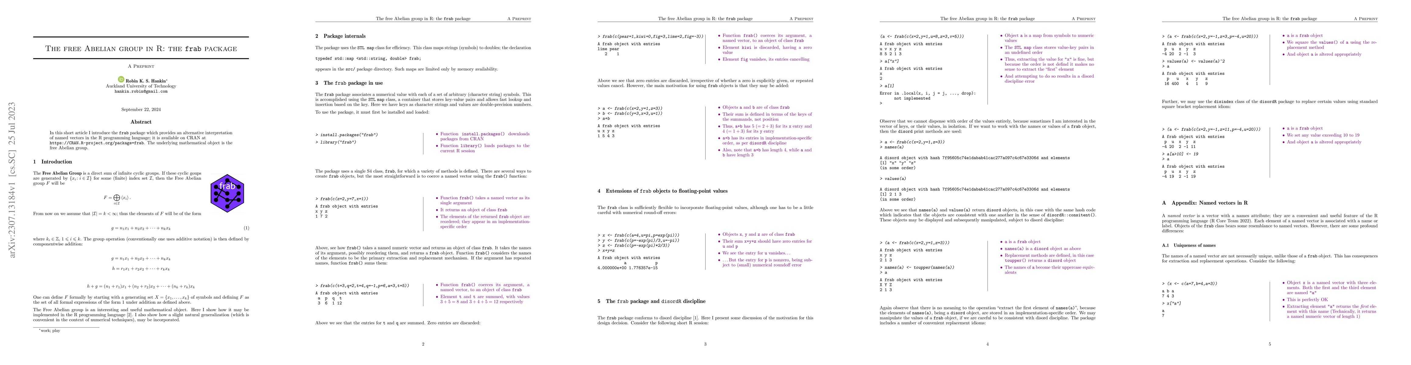 Thumbnail for The free Abelian group in R: the frab package