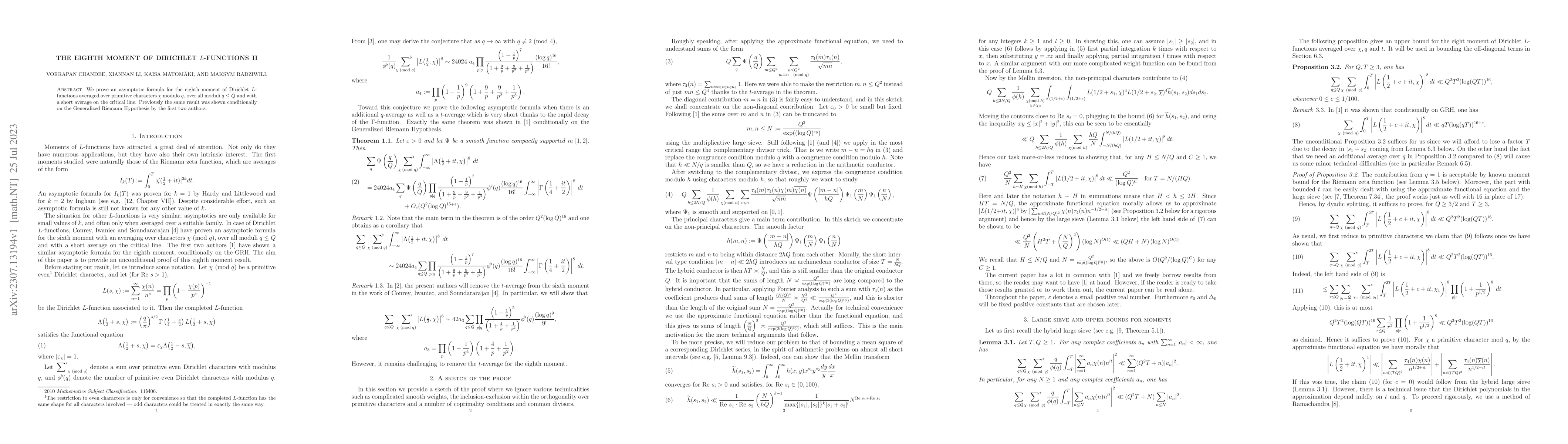 Thumbnail for The eighth moment of Dirichlet L-functions II