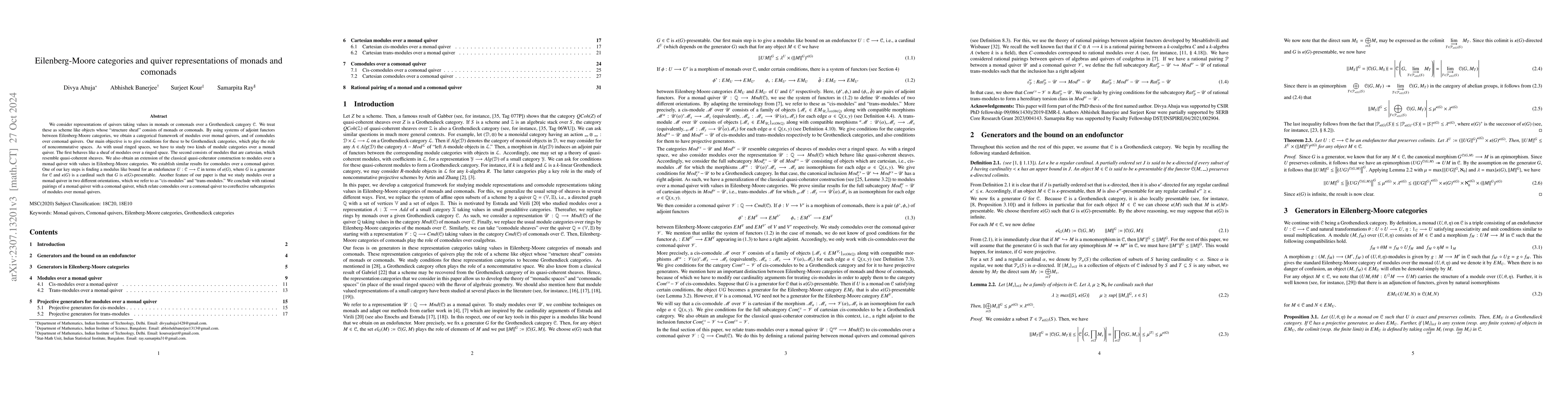 Thumbnail for Eilenberg-Moore categories and quiver representations of monads and
  comonads
