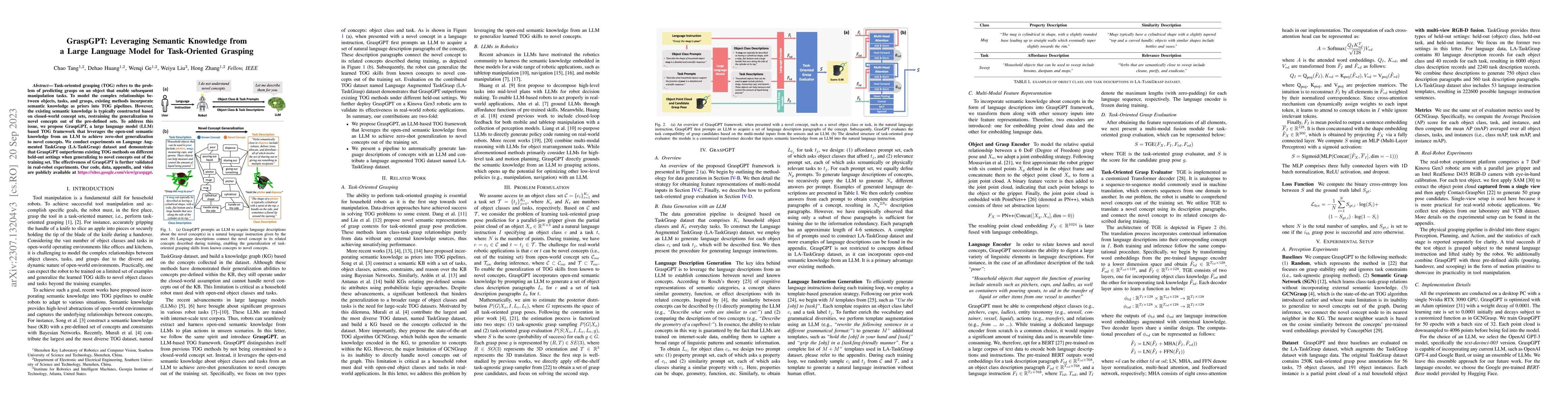 Thumbnail for GraspGPT: Leveraging Semantic Knowledge from a Large Language Model for
  Task-Oriented Grasping