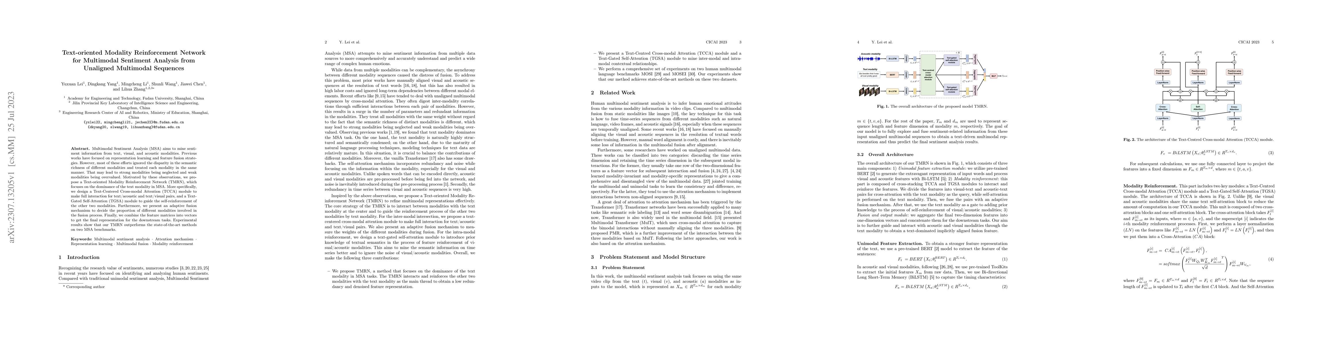 Thumbnail for Text-oriented Modality Reinforcement Network for Multimodal Sentiment
  Analysis from Unaligned Multimodal Sequences