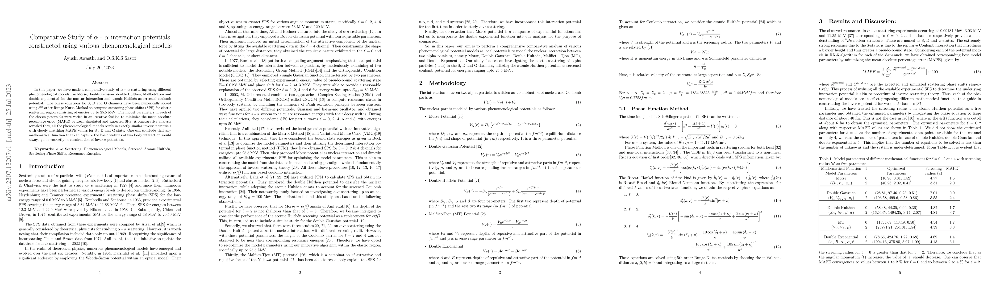 Thumbnail for Comparative Study of alpha-alpha interaction potentials constructed
  using various phenomenological models