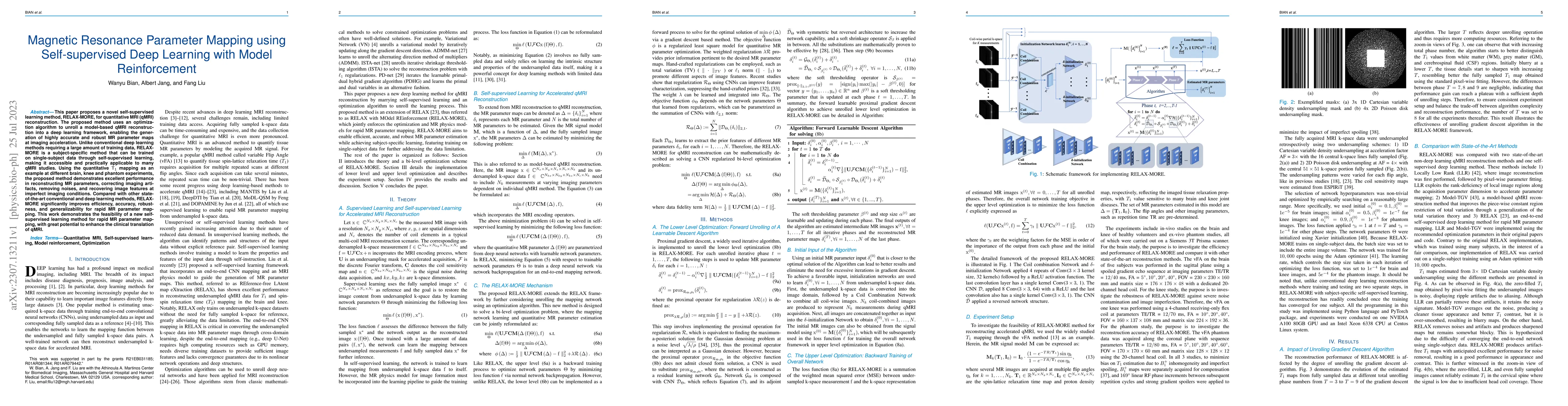 Thumbnail for Magnetic Resonance Parameter Mapping using Self-supervised Deep Learning
  with Model Reinforcement