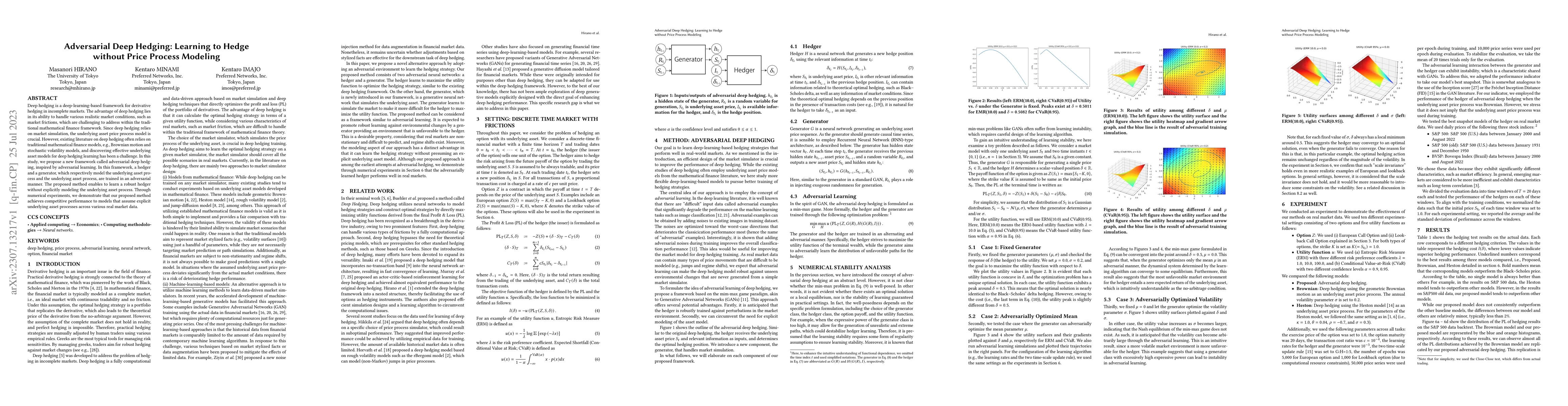 Thumbnail for Adversarial Deep Hedging: Learning to Hedge without Price Process
  Modeling