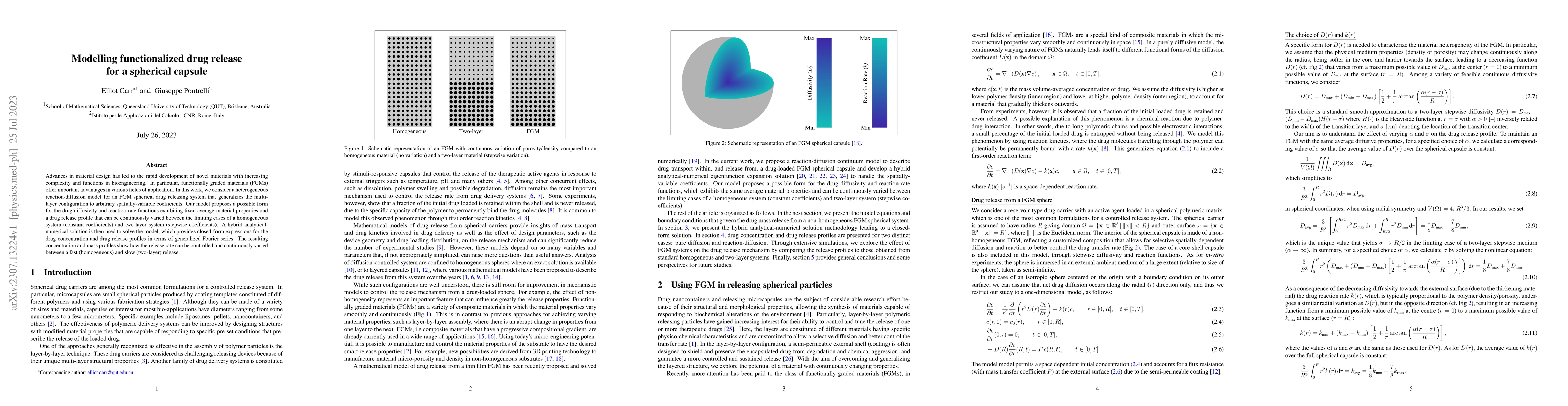Thumbnail for Modelling functionalized drug release for a spherical capsule