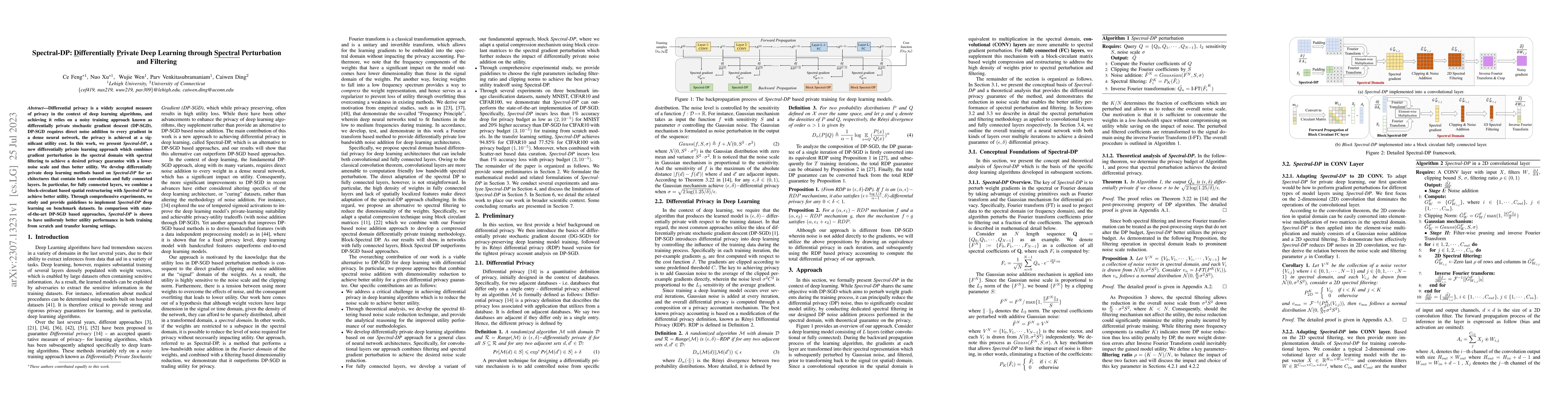 Thumbnail for Spectral-DP: Differentially Private Deep Learning through Spectral
  Perturbation and Filtering