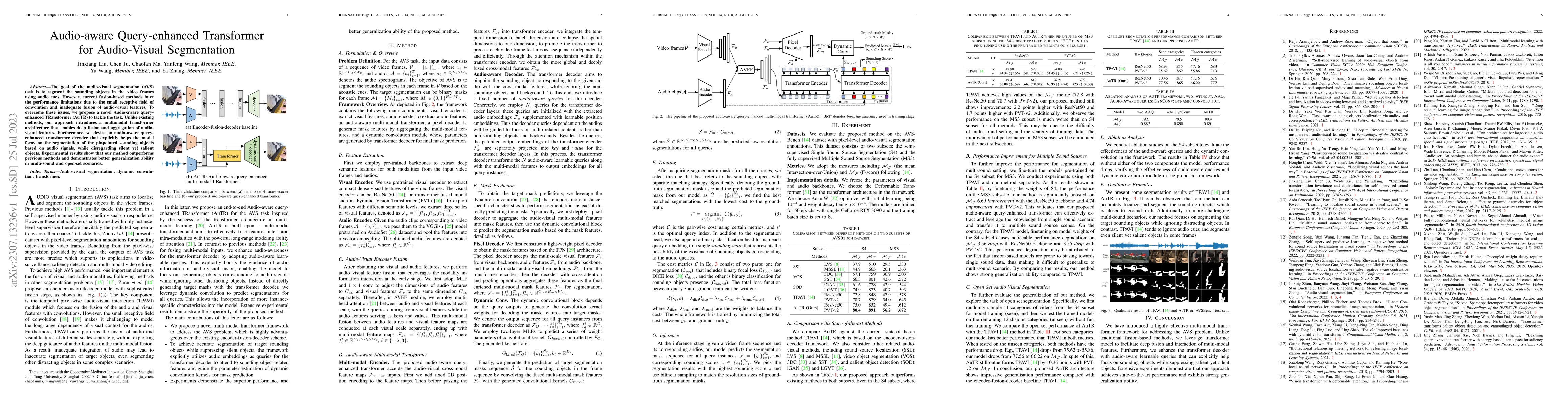 Thumbnail for Audio-aware Query-enhanced Transformer for Audio-Visual Segmentation