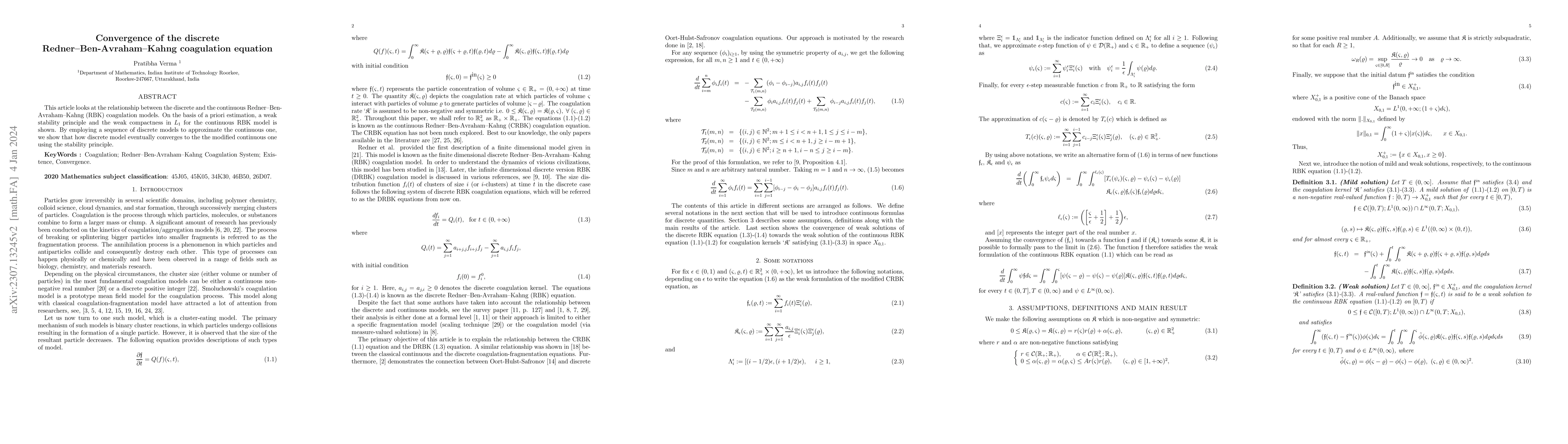 Thumbnail for Convergence of the discrete Redner-Ben-Avraham-Kahng coagulation
  equation