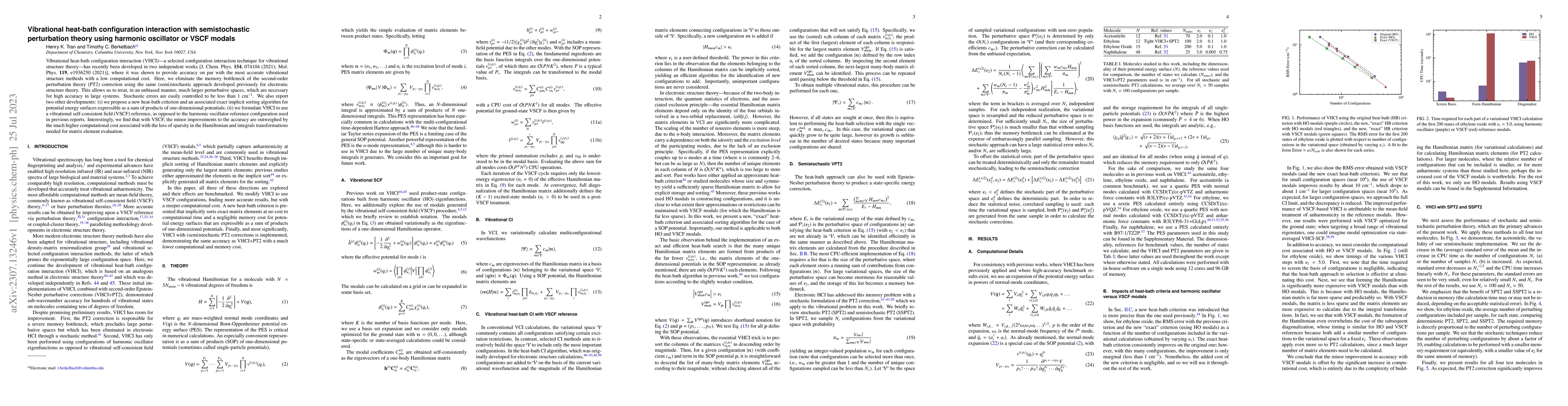 Thumbnail for Vibrational heat-bath configuration interaction with semistochastic
  perturbation theory using harmonic oscillator or VSCF modals