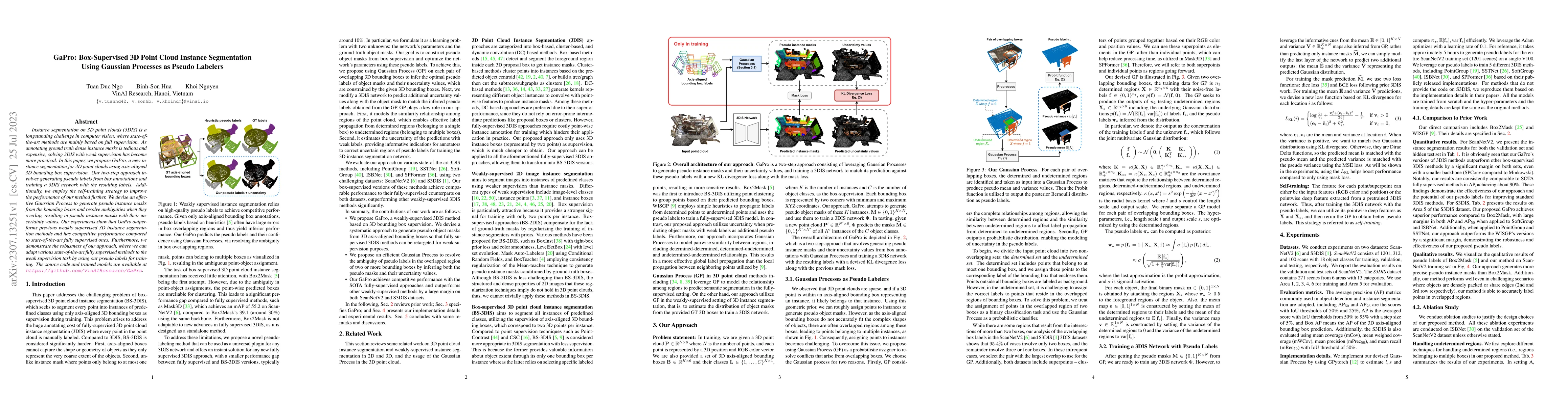 Thumbnail for GaPro: Box-Supervised 3D Point Cloud Instance Segmentation Using
  Gaussian Processes as Pseudo Labelers
